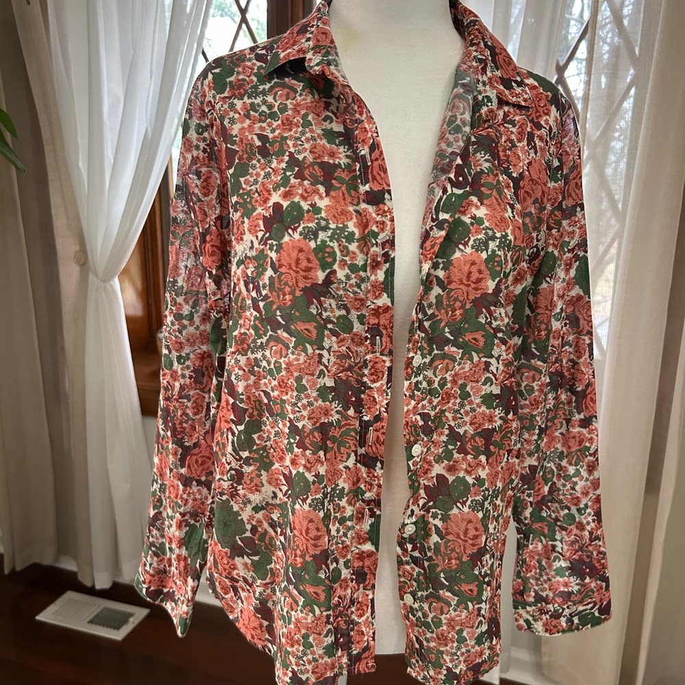 Sezane Floral Blouse - Red and Green